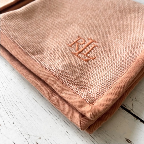 NWT 2 Ralph Lauren 20" LOGO Square Throw PILLOW Covers RLL dusty Rose Orange - Picture 6 of 8